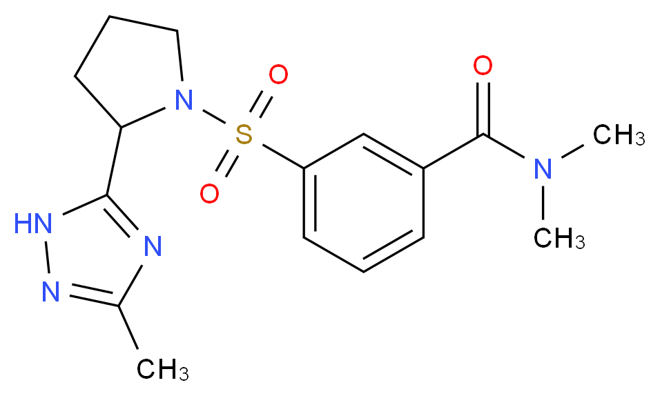N,N-dimethyl-3-{[2-(3-methyl-1H-1,2,4-triazol-5-yl)pyrrolidin-1-yl]sulfonyl}benzamide_Molecular_structure_CAS_)