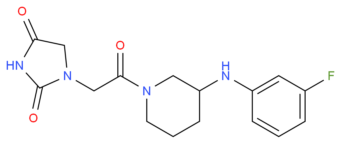 1-(2-{3-[(3-fluorophenyl)amino]-1-piperidinyl}-2-oxoethyl)-2,4-imidazolidinedione_Molecular_structure_CAS_)