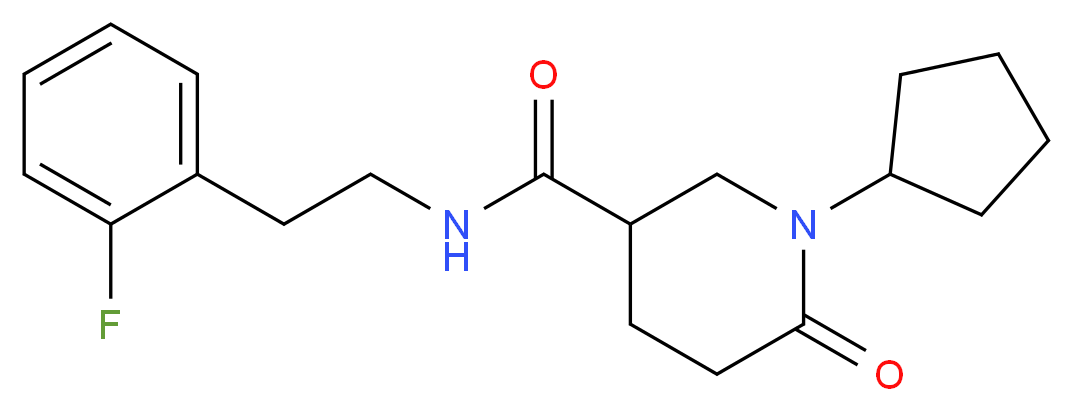 1-cyclopentyl-N-[2-(2-fluorophenyl)ethyl]-6-oxo-3-piperidinecarboxamide_Molecular_structure_CAS_)