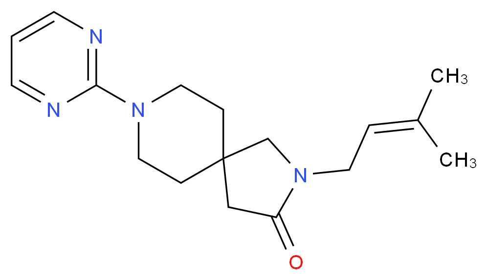 2-(3-methyl-2-buten-1-yl)-8-(2-pyrimidinyl)-2,8-diazaspiro[4.5]decan-3-one_Molecular_structure_CAS_)