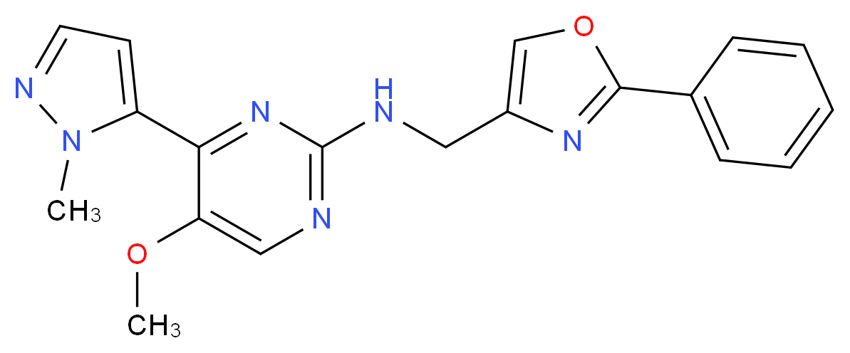 5-methoxy-4-(1-methyl-1H-pyrazol-5-yl)-N-[(2-phenyl-1,3-oxazol-4-yl)methyl]pyrimidin-2-amine_Molecular_structure_CAS_)