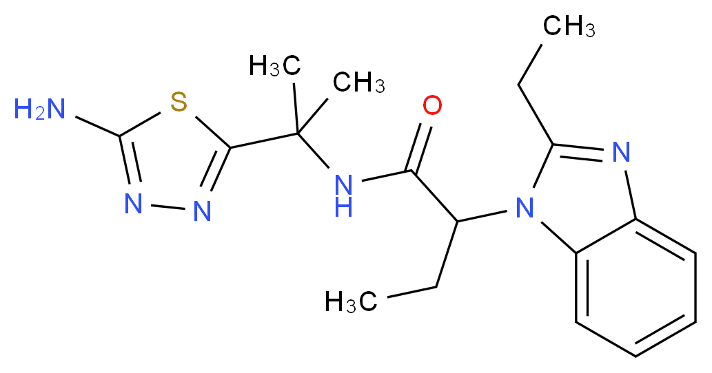 N-[1-(5-amino-1,3,4-thiadiazol-2-yl)-1-methylethyl]-2-(2-ethyl-1H-benzimidazol-1-yl)butanamide_Molecular_structure_CAS_)