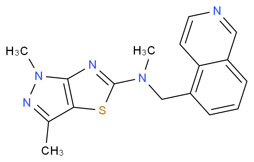 N-(isoquinolin-5-ylmethyl)-N,1,3-trimethyl-1H-pyrazolo[3,4-d][1,3]thiazol-5-amine_Molecular_structure_CAS_)