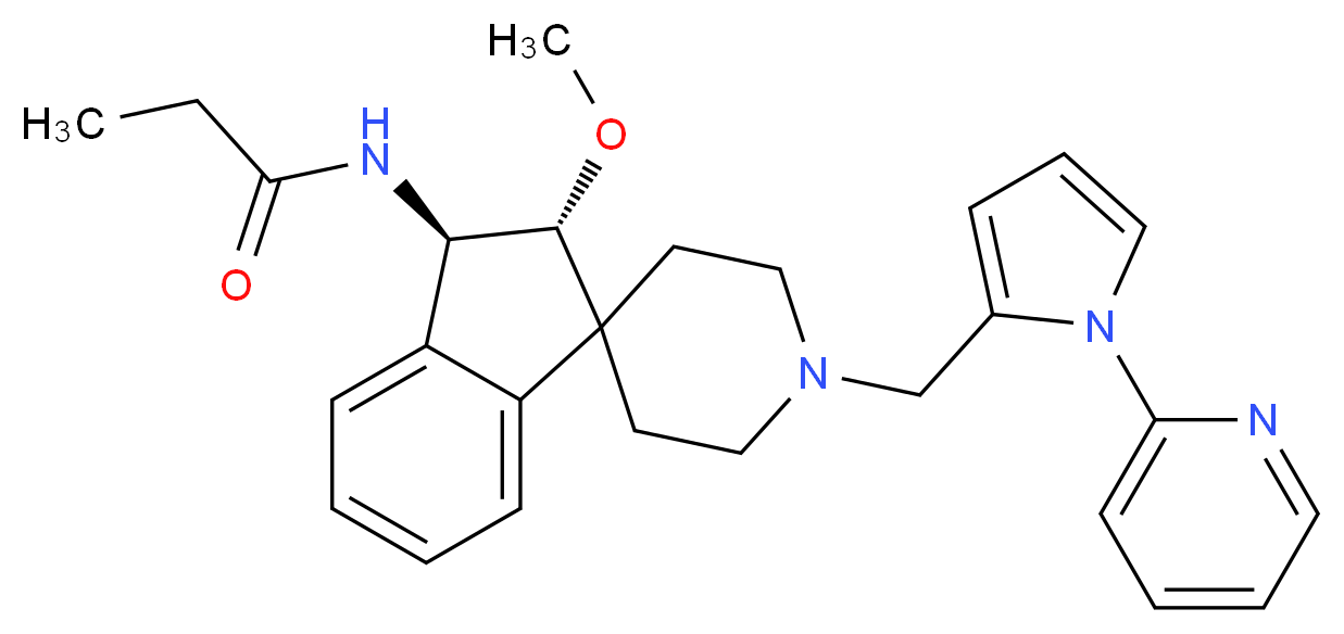 N-((2R*,3R*)-2-methoxy-1'-{[1-(2-pyridinyl)-1H-pyrrol-2-yl]methyl}-2,3-dihydrospiro[indene-1,4'-piperidin]-3-yl)propanamide_Molecular_structure_CAS_)
