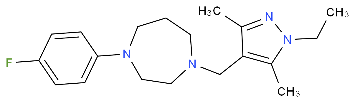 1-[(1-ethyl-3,5-dimethyl-1H-pyrazol-4-yl)methyl]-4-(4-fluorophenyl)-1,4-diazepane_Molecular_structure_CAS_)