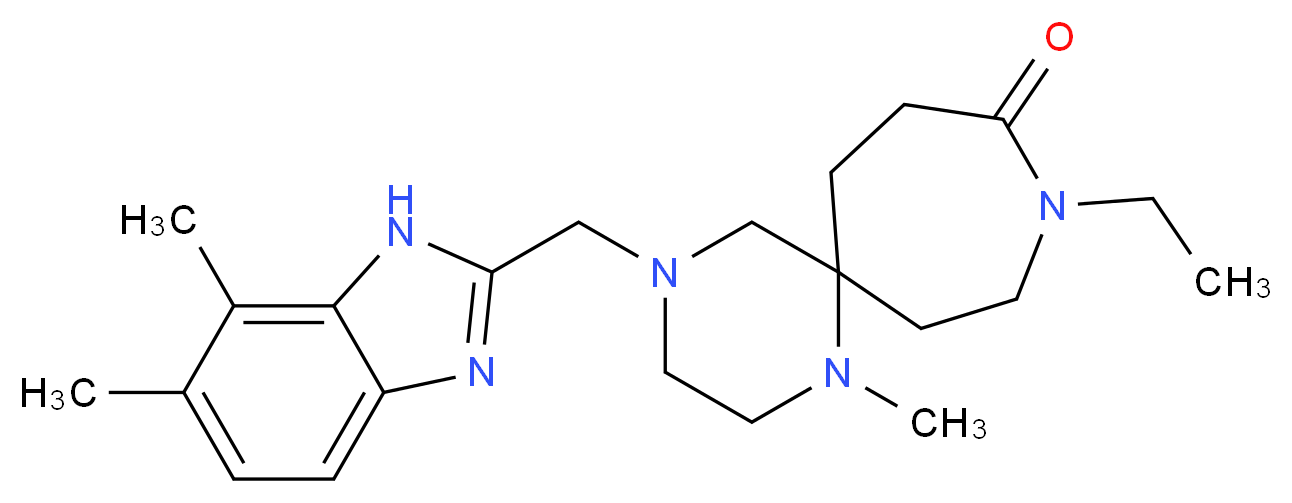 4-[(6,7-dimethyl-1H-benzimidazol-2-yl)methyl]-9-ethyl-1-methyl-1,4,9-triazaspiro[5.6]dodecan-10-one_Molecular_structure_CAS_)