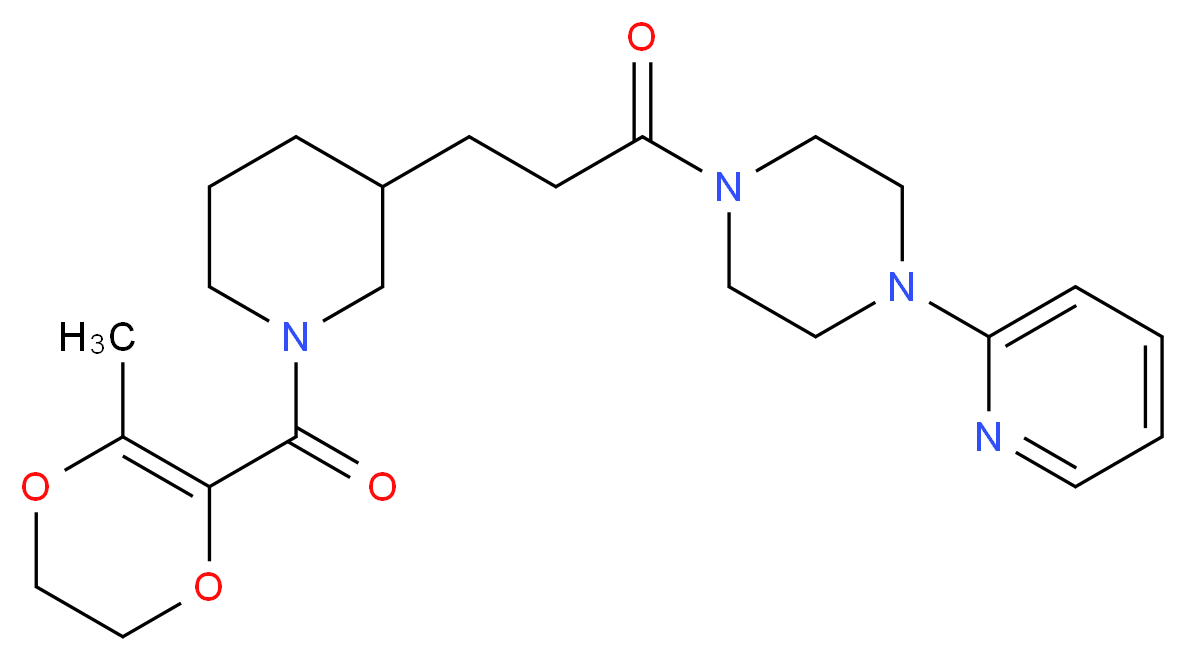 1-(3-{1-[(3-methyl-5,6-dihydro-1,4-dioxin-2-yl)carbonyl]-3-piperidinyl}propanoyl)-4-(2-pyridinyl)piperazine_Molecular_structure_CAS_)