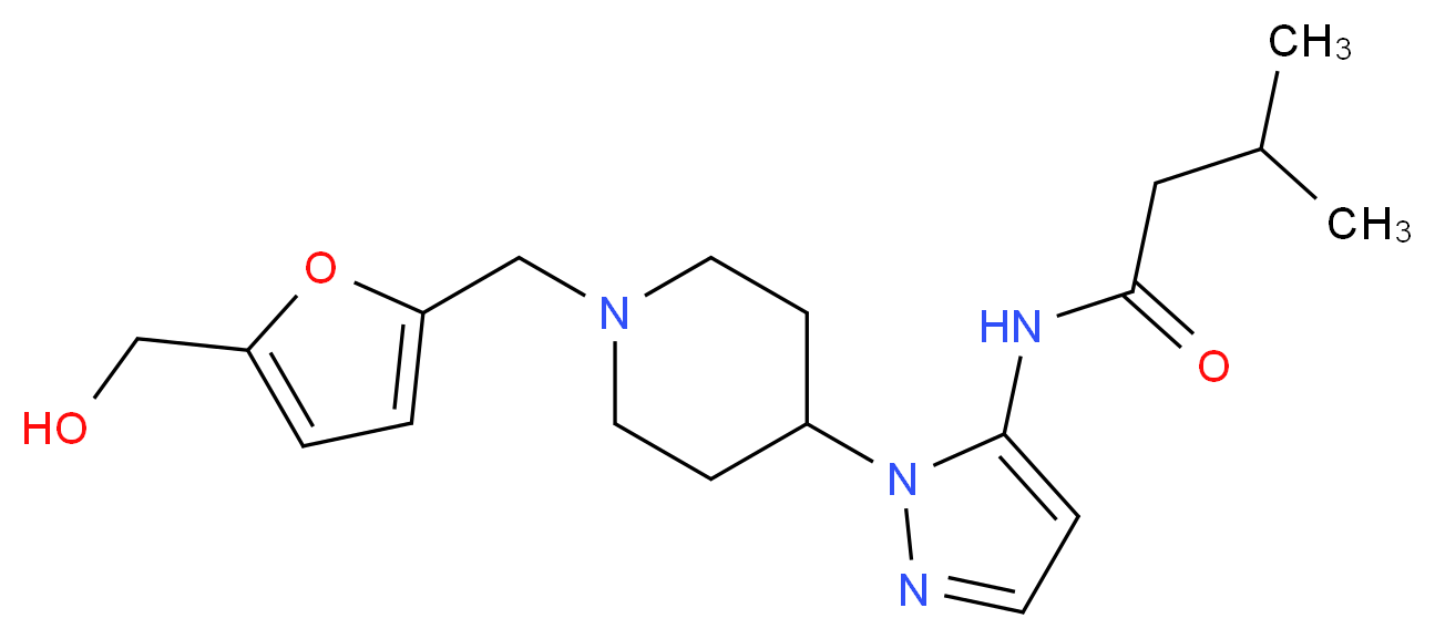 N-[1-(1-{[5-(hydroxymethyl)-2-furyl]methyl}-4-piperidinyl)-1H-pyrazol-5-yl]-3-methylbutanamide_Molecular_structure_CAS_)