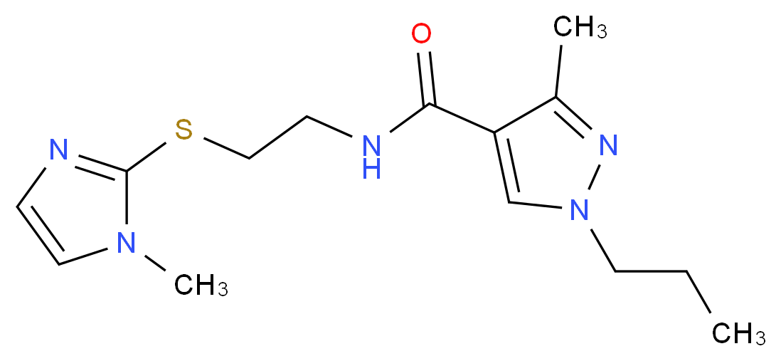 3-methyl-N-{2-[(1-methyl-1H-imidazol-2-yl)thio]ethyl}-1-propyl-1H-pyrazole-4-carboxamide_Molecular_structure_CAS_)