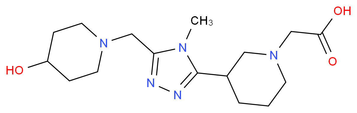 (3-{5-[(4-hydroxypiperidin-1-yl)methyl]-4-methyl-4H-1,2,4-triazol-3-yl}piperidin-1-yl)acetic acid_Molecular_structure_CAS_)