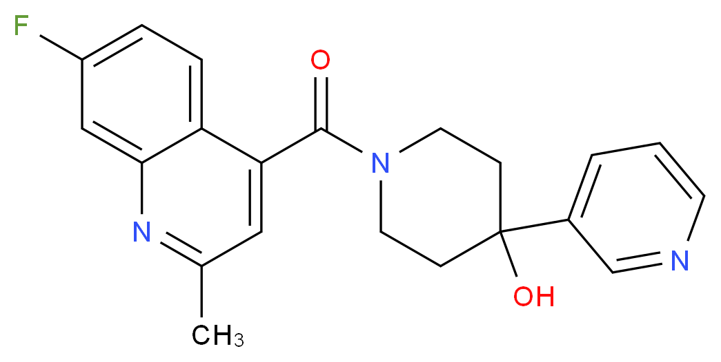 1-[(7-fluoro-2-methyl-4-quinolinyl)carbonyl]-4-(3-pyridinyl)-4-piperidinol_Molecular_structure_CAS_)