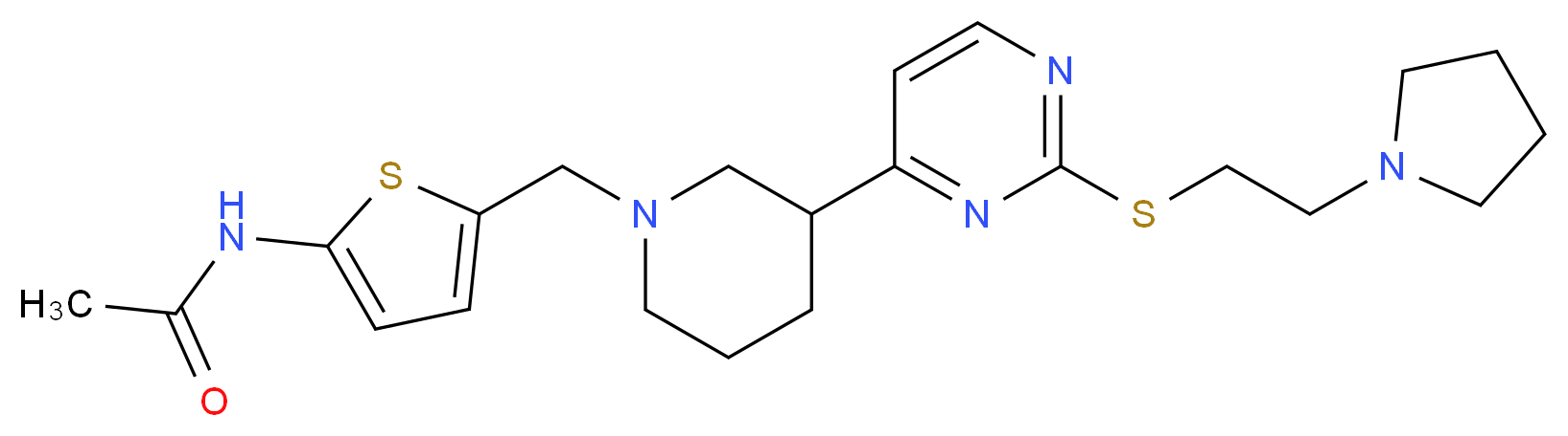 N-(5-{[3-(2-{[2-(1-pyrrolidinyl)ethyl]thio}-4-pyrimidinyl)-1-piperidinyl]methyl}-2-thienyl)acetamide_Molecular_structure_CAS_)