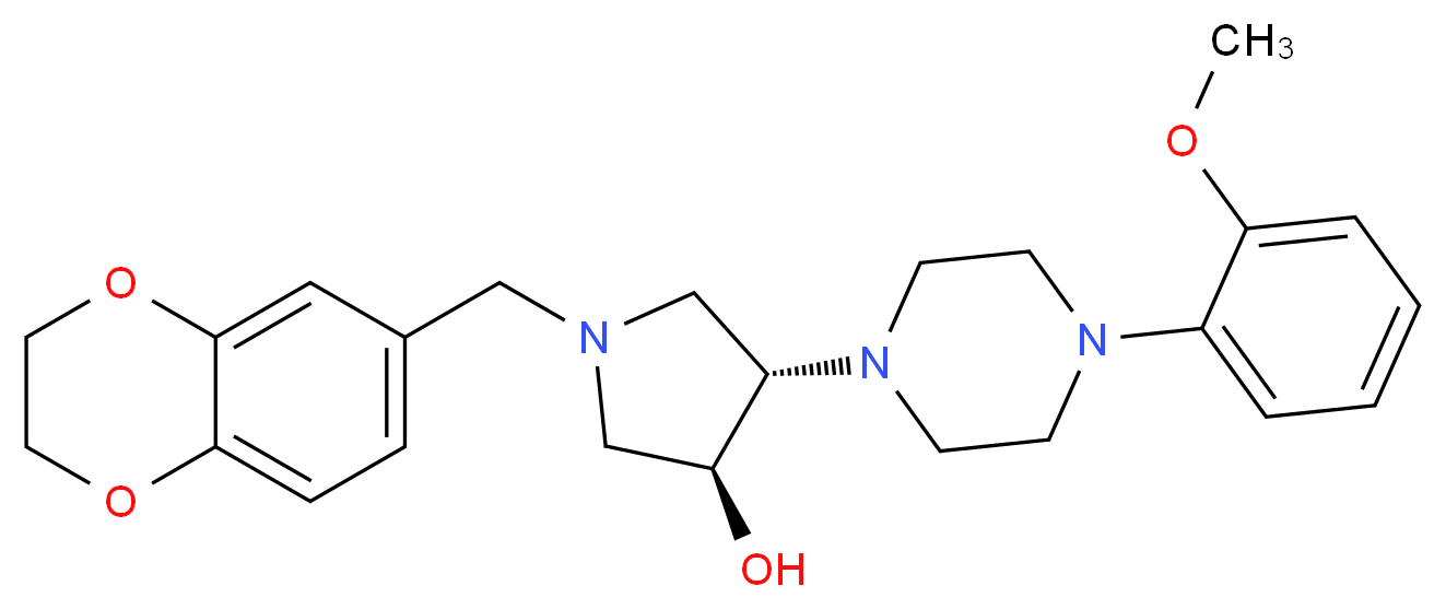 (3S*,4S*)-1-(2,3-dihydro-1,4-benzodioxin-6-ylmethyl)-4-[4-(2-methoxyphenyl)-1-piperazinyl]-3-pyrrolidinol_Molecular_structure_CAS_)