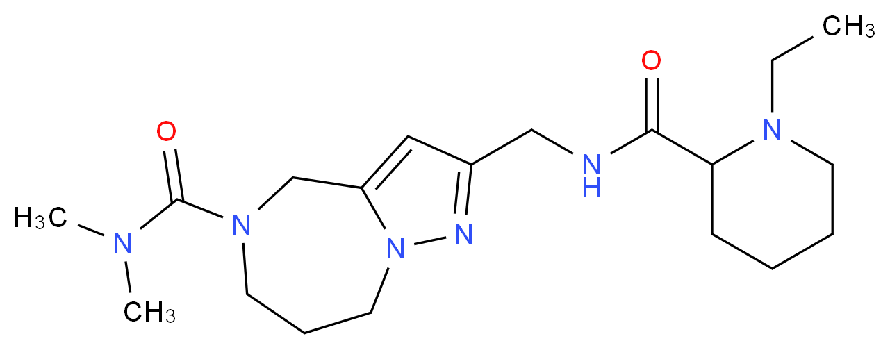 2-({[(1-ethylpiperidin-2-yl)carbonyl]amino}methyl)-N,N-dimethyl-7,8-dihydro-4H-pyrazolo[1,5-a][1,4]diazepine-5(6H)-carboxamide_Molecular_structure_CAS_)