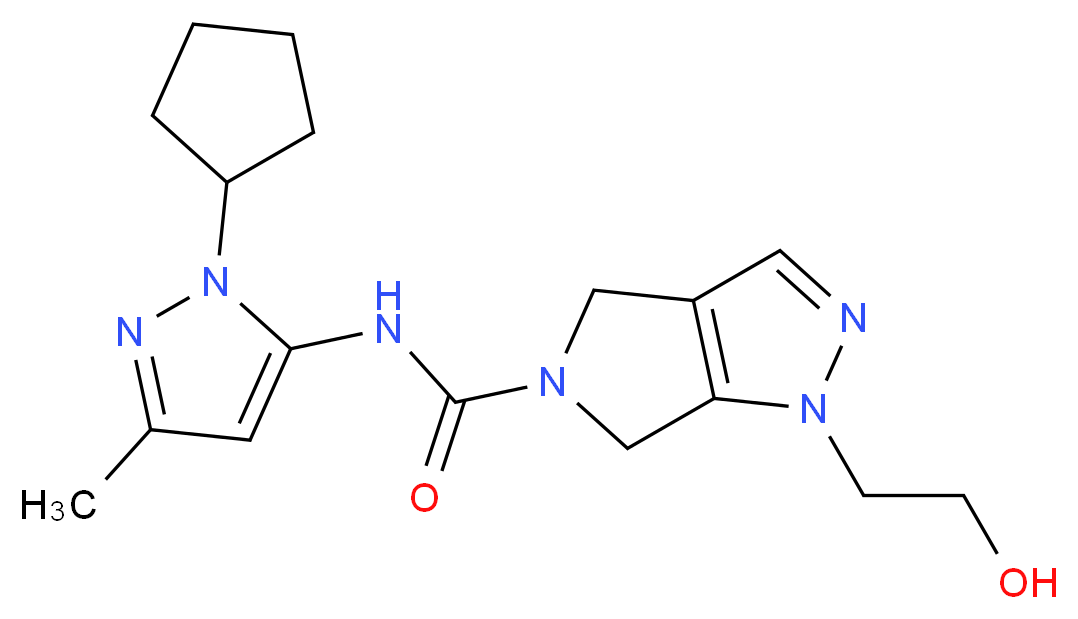 N-(1-cyclopentyl-3-methyl-1H-pyrazol-5-yl)-1-(2-hydroxyethyl)-4,6-dihydropyrrolo[3,4-c]pyrazole-5(1H)-carboxamide_Molecular_structure_CAS_)