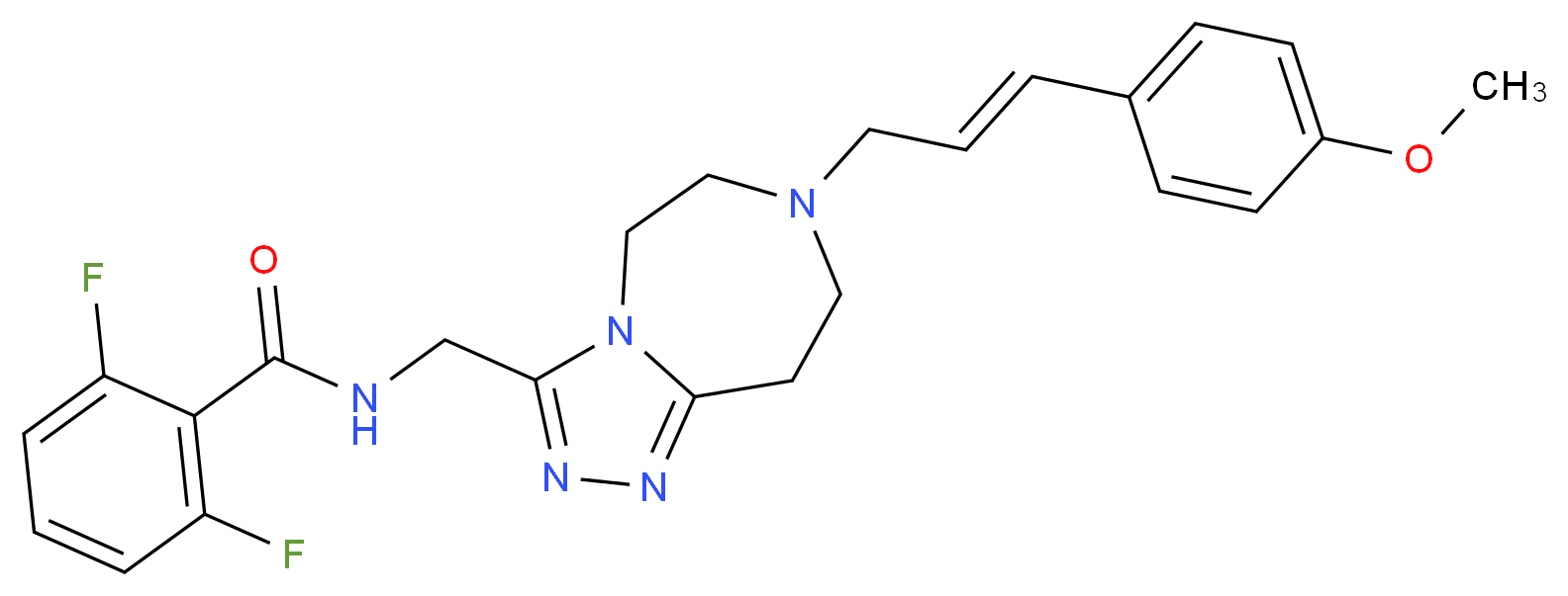 2,6-difluoro-N-({7-[(2E)-3-(4-methoxyphenyl)-2-propen-1-yl]-6,7,8,9-tetrahydro-5H-[1,2,4]triazolo[4,3-d][1,4]diazepin-3-yl}methyl)benzamide_Molecular_structure_CAS_)