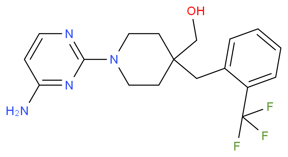 {1-(4-aminopyrimidin-2-yl)-4-[2-(trifluoromethyl)benzyl]piperidin-4-yl}methanol_Molecular_structure_CAS_)