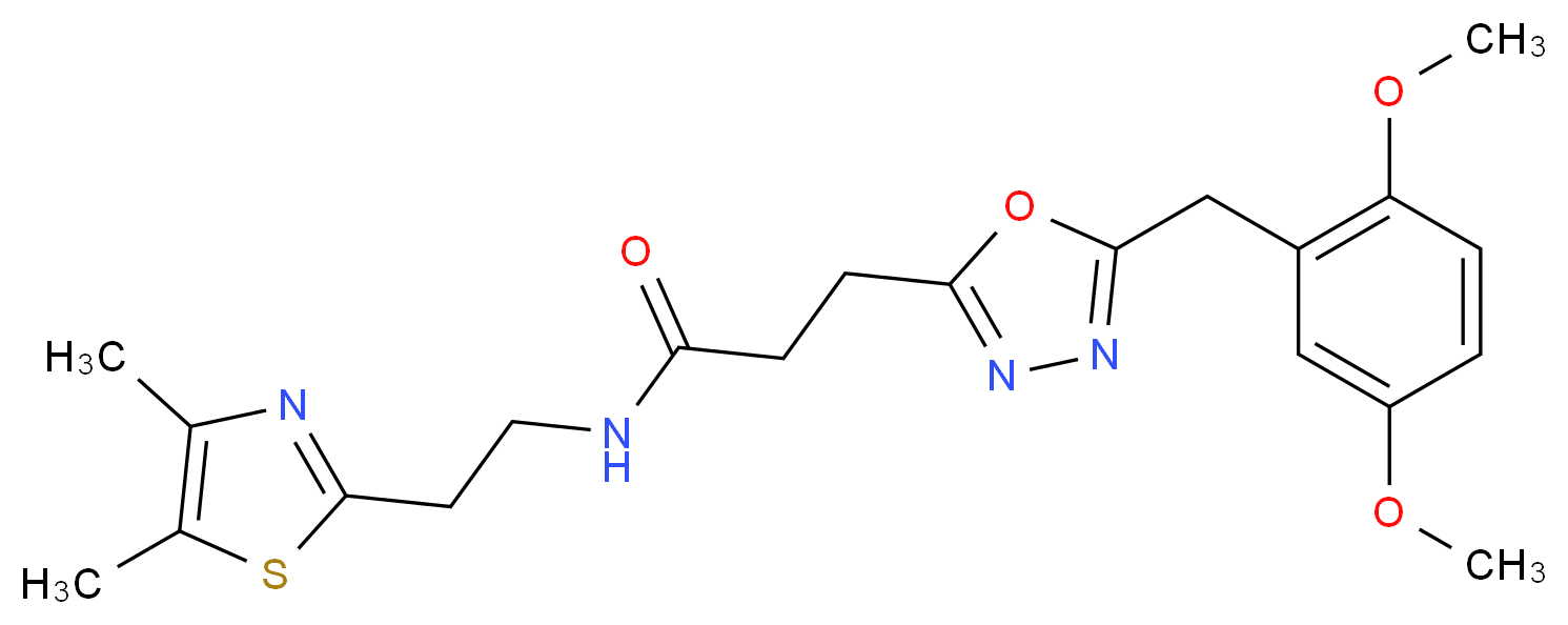 3-[5-(2,5-dimethoxybenzyl)-1,3,4-oxadiazol-2-yl]-N-[2-(4,5-dimethyl-1,3-thiazol-2-yl)ethyl]propanamide_Molecular_structure_CAS_)