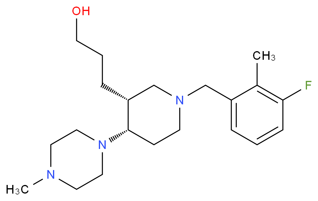 3-[(3R*,4S*)-1-(3-fluoro-2-methylbenzyl)-4-(4-methylpiperazin-1-yl)piperidin-3-yl]propan-1-ol_Molecular_structure_CAS_)