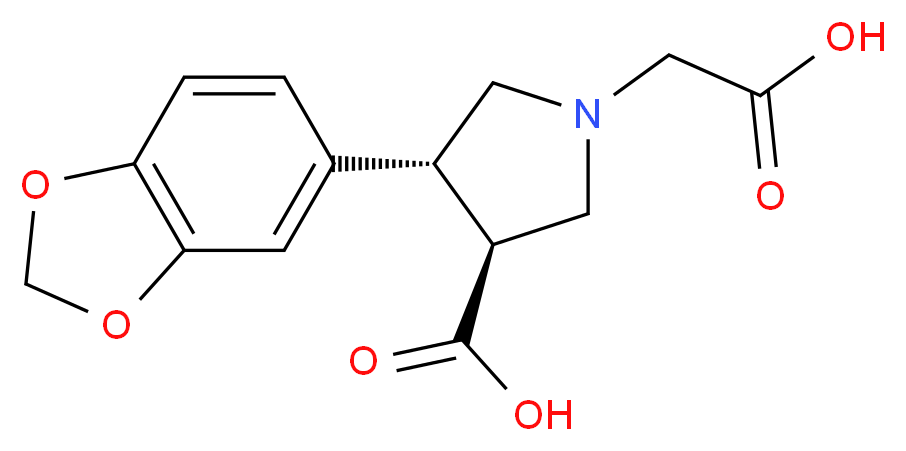(3S*,4R*)-4-(1,3-benzodioxol-5-yl)-1-(carboxymethyl)pyrrolidine-3-carboxylic acid_Molecular_structure_CAS_)