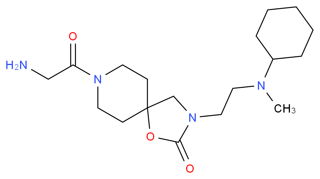 3-{2-[cyclohexyl(methyl)amino]ethyl}-8-glycyl-1-oxa-3,8-diazaspiro[4.5]decan-2-one_Molecular_structure_CAS_)
