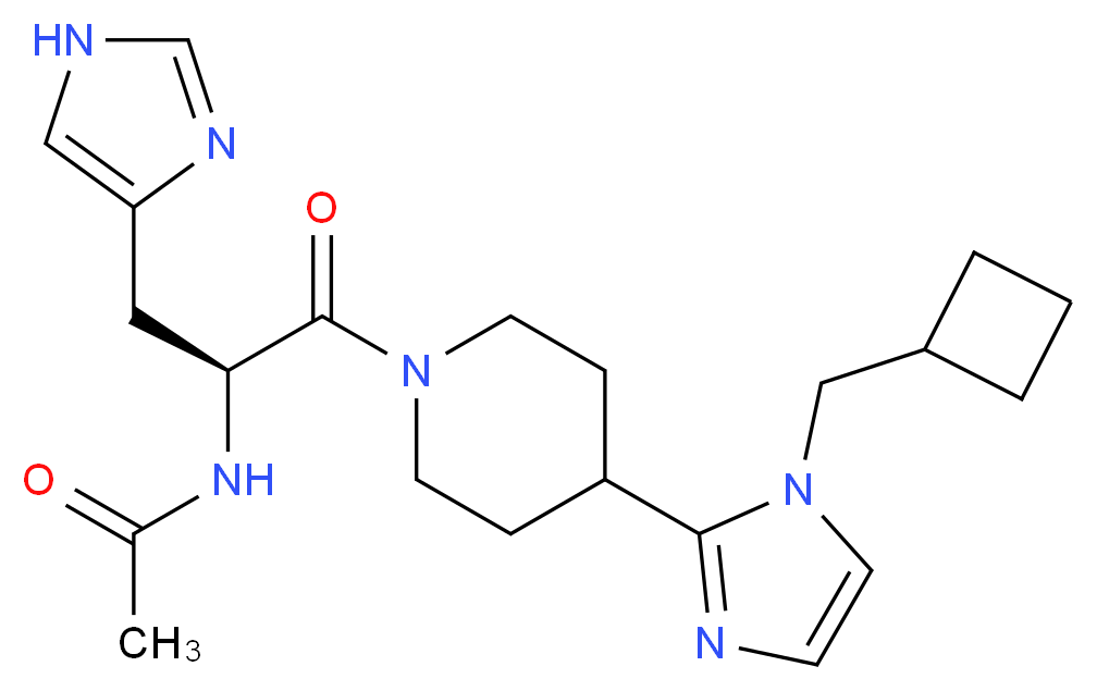 N-[(1S)-2-{4-[1-(cyclobutylmethyl)-1H-imidazol-2-yl]piperidin-1-yl}-1-(1H-imidazol-4-ylmethyl)-2-oxoethyl]acetamide (non-preferred name)_Molecular_structure_CAS_)