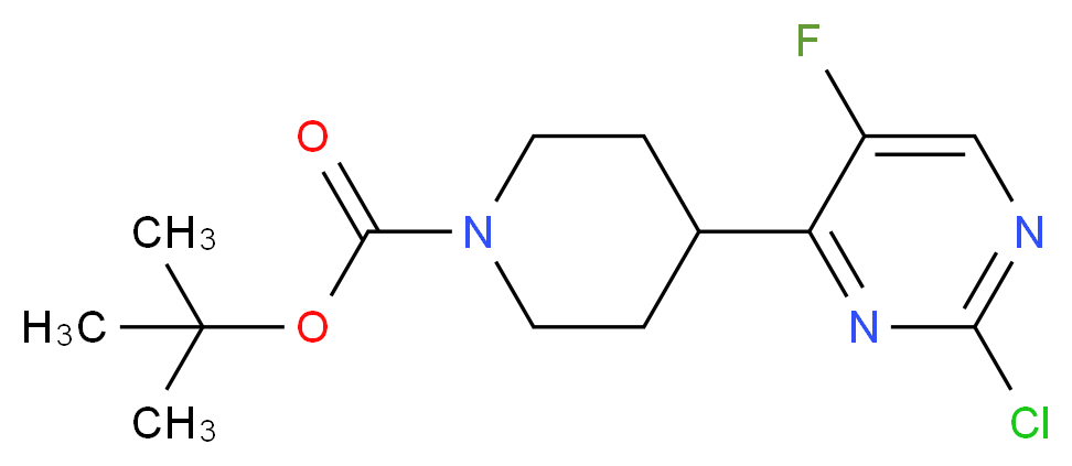 tert-Butyl-4-(2-chloro-5-fluoropyrimidin-4-yl)piperidine-1-carboxylate_Molecular_structure_CAS_1053657-03-6)