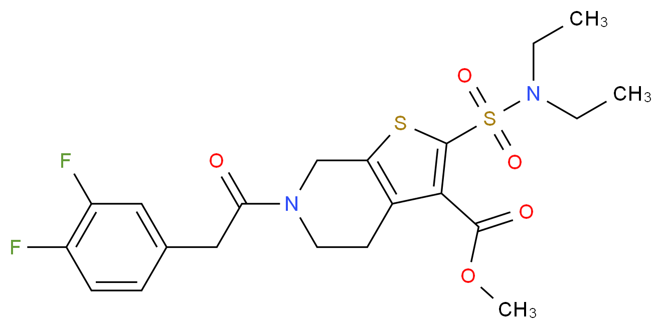 methyl 2-[(diethylamino)sulfonyl]-6-[(3,4-difluorophenyl)acetyl]-4,5,6,7-tetrahydrothieno[2,3-c]pyridine-3-carboxylate_Molecular_structure_CAS_)