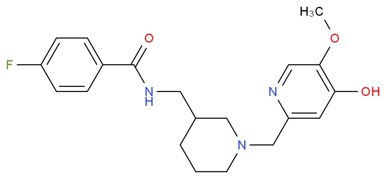4-fluoro-N-({1-[(4-hydroxy-5-methoxypyridin-2-yl)methyl]piperidin-3-yl}methyl)benzamide_Molecular_structure_CAS_)