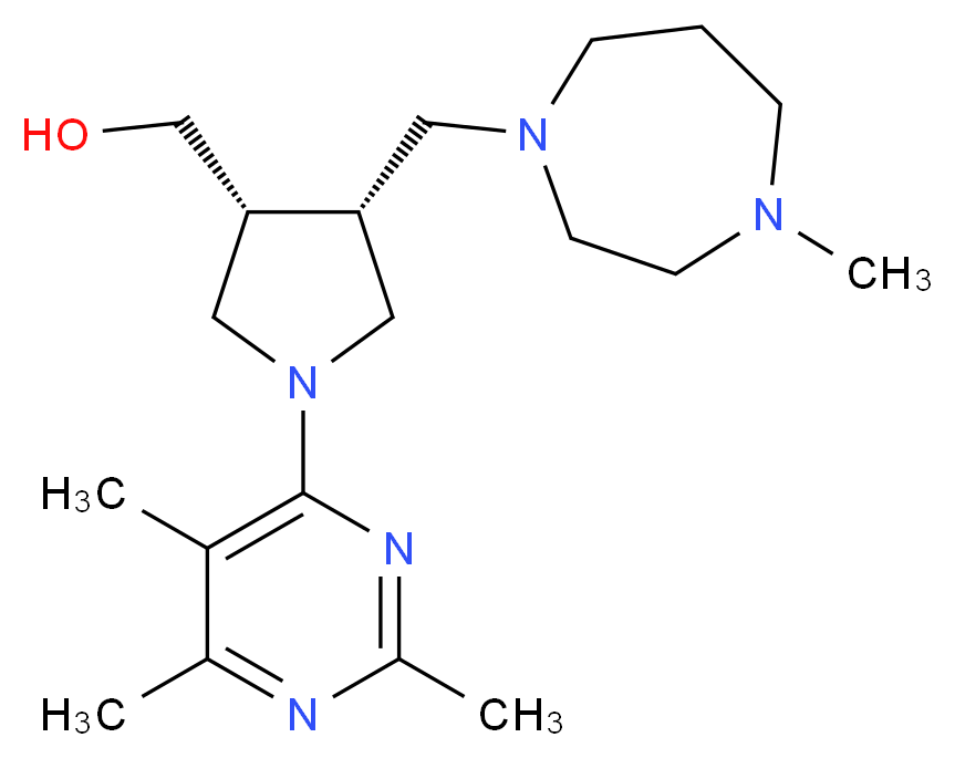 [(3R*,4R*)-4-[(4-methyl-1,4-diazepan-1-yl)methyl]-1-(2,5,6-trimethylpyrimidin-4-yl)pyrrolidin-3-yl]methanol_Molecular_structure_CAS_)