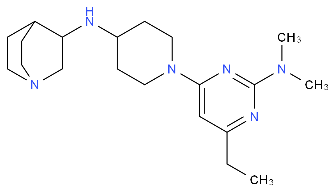 N-{1-[2-(dimethylamino)-6-ethylpyrimidin-4-yl]piperidin-4-yl}quinuclidin-3-amine_Molecular_structure_CAS_)