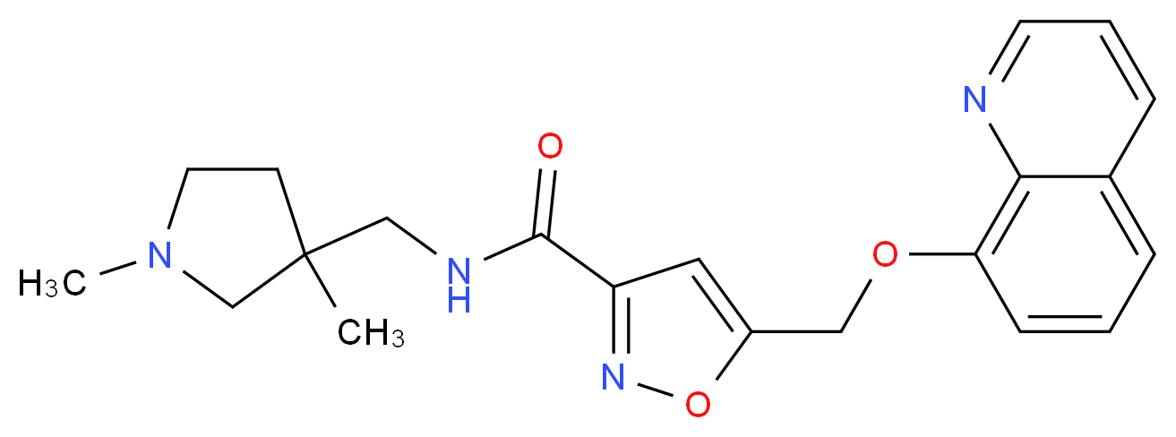 N-[(1,3-dimethylpyrrolidin-3-yl)methyl]-5-[(quinolin-8-yloxy)methyl]isoxazole-3-carboxamide_Molecular_structure_CAS_)