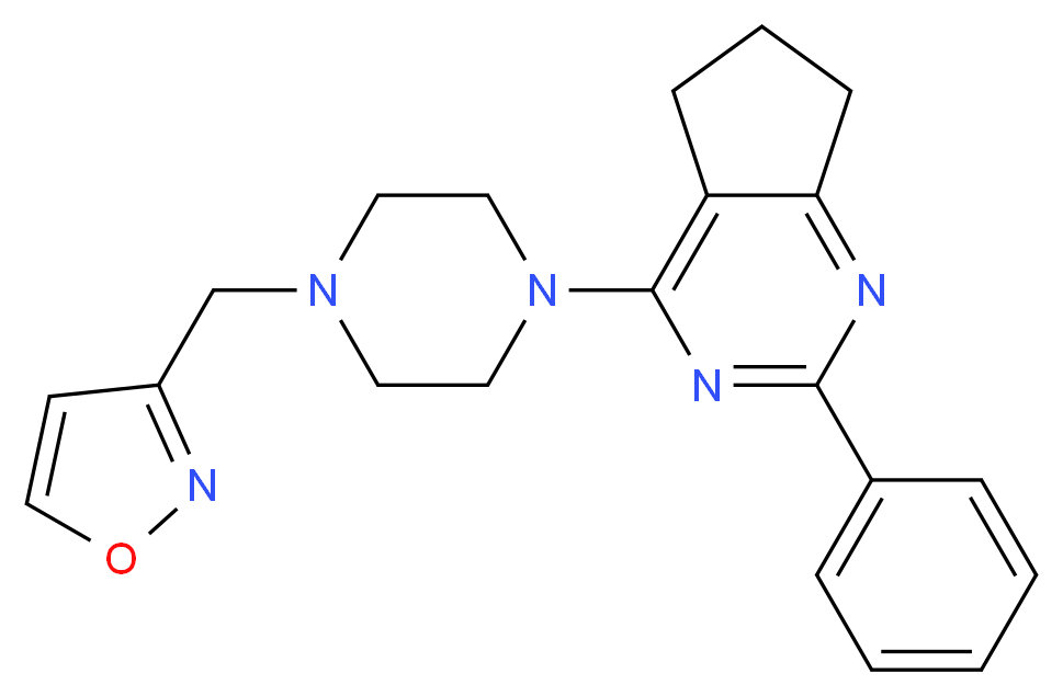 4-[4-(3-isoxazolylmethyl)-1-piperazinyl]-2-phenyl-6,7-dihydro-5H-cyclopenta[d]pyrimidine_Molecular_structure_CAS_)