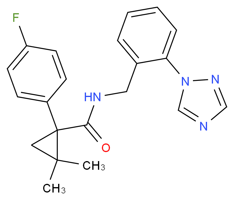 1-(4-fluorophenyl)-2,2-dimethyl-N-[2-(1H-1,2,4-triazol-1-yl)benzyl]cyclopropanecarboxamide_Molecular_structure_CAS_)