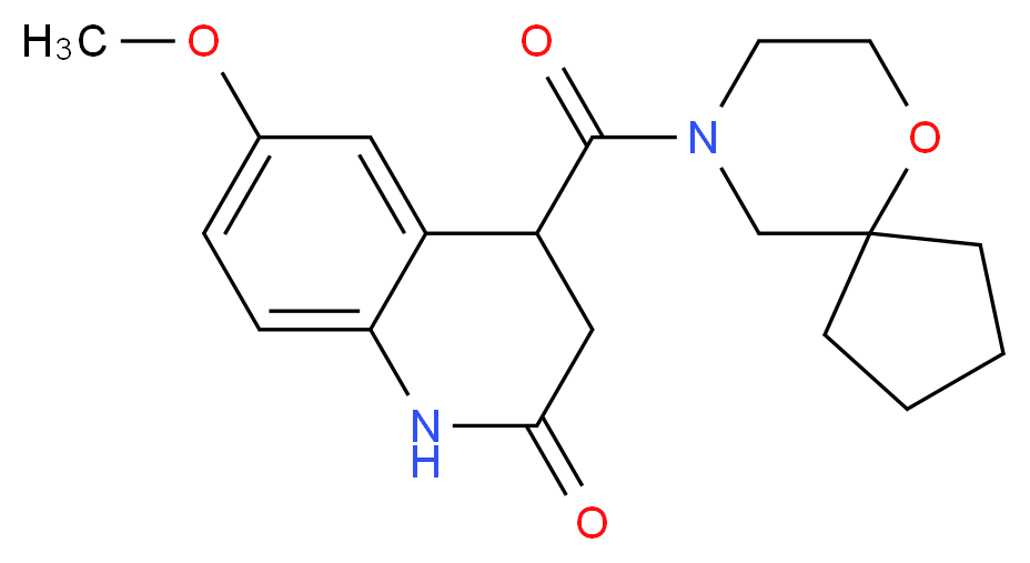 6-methoxy-4-(6-oxa-9-azaspiro[4.5]dec-9-ylcarbonyl)-3,4-dihydro-2(1H)-quinolinone_Molecular_structure_CAS_)