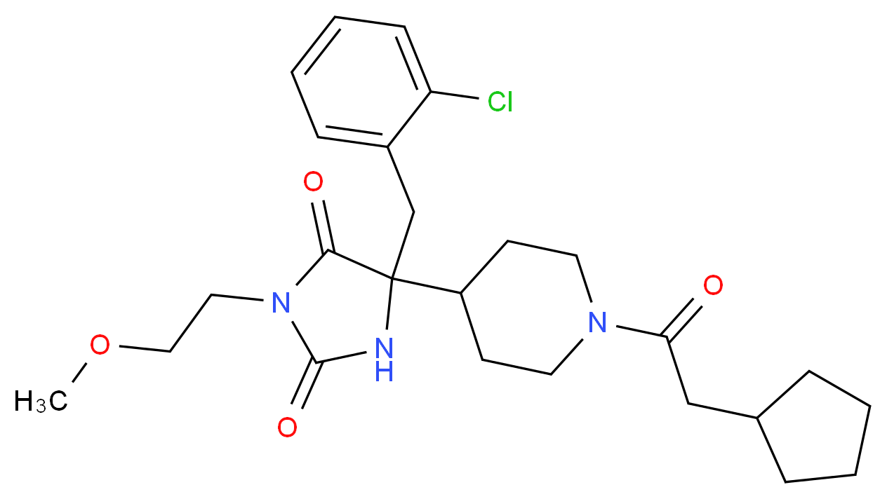 5-(2-chlorobenzyl)-5-[1-(cyclopentylacetyl)-4-piperidinyl]-3-(2-methoxyethyl)-2,4-imidazolidinedione_Molecular_structure_CAS_)