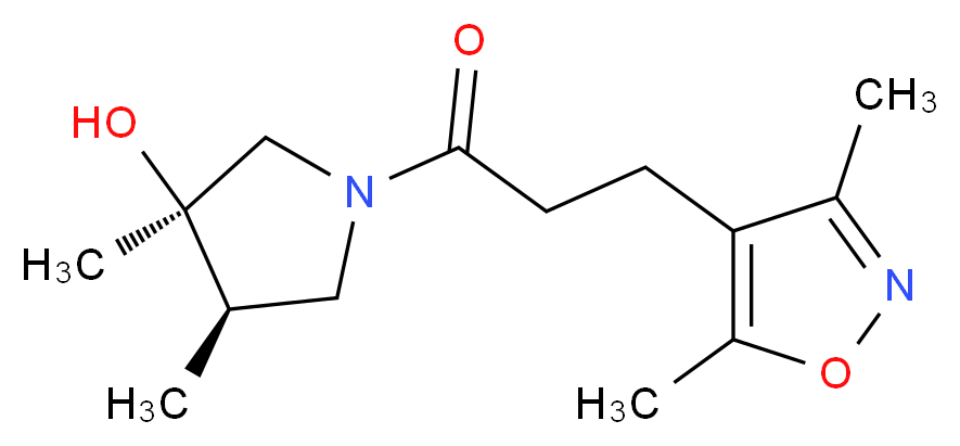 (3R*,4R*)-1-[3-(3,5-dimethylisoxazol-4-yl)propanoyl]-3,4-dimethylpyrrolidin-3-ol_Molecular_structure_CAS_)
