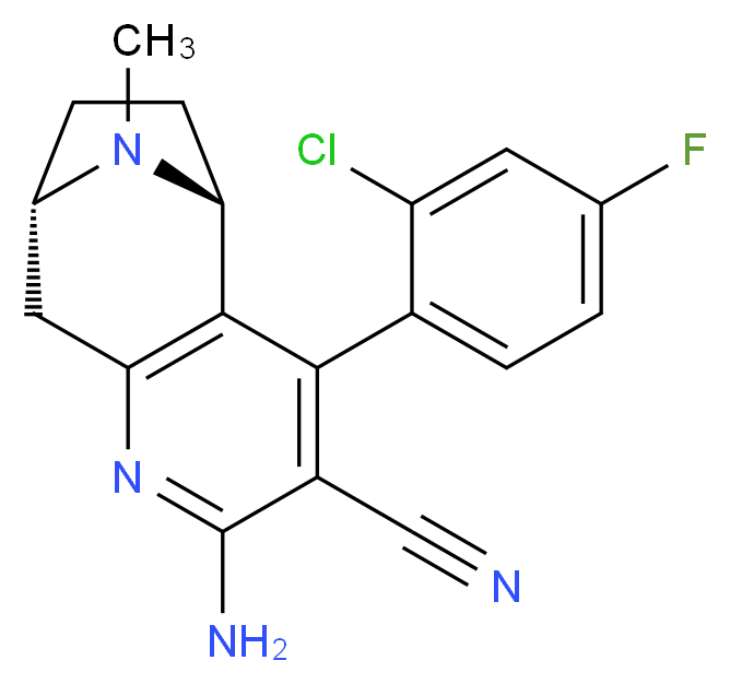 (5R*,8S*)-2-amino-4-(2-chloro-4-fluorophenyl)-10-methyl-6,7,8,9-tetrahydro-5H-5,8-epiminocyclohepta[b]pyridine-3-carbonitrile_Molecular_structure_CAS_)
