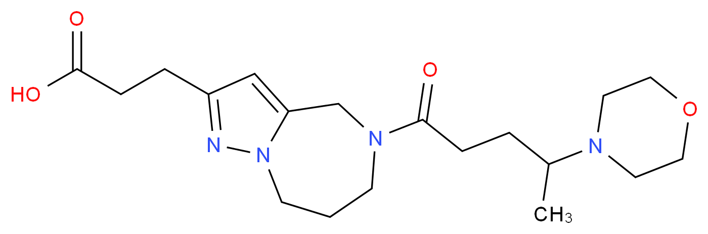 3-{5-[4-(4-morpholinyl)pentanoyl]-5,6,7,8-tetrahydro-4H-pyrazolo[1,5-a][1,4]diazepin-2-yl}propanoic acid_Molecular_structure_CAS_)