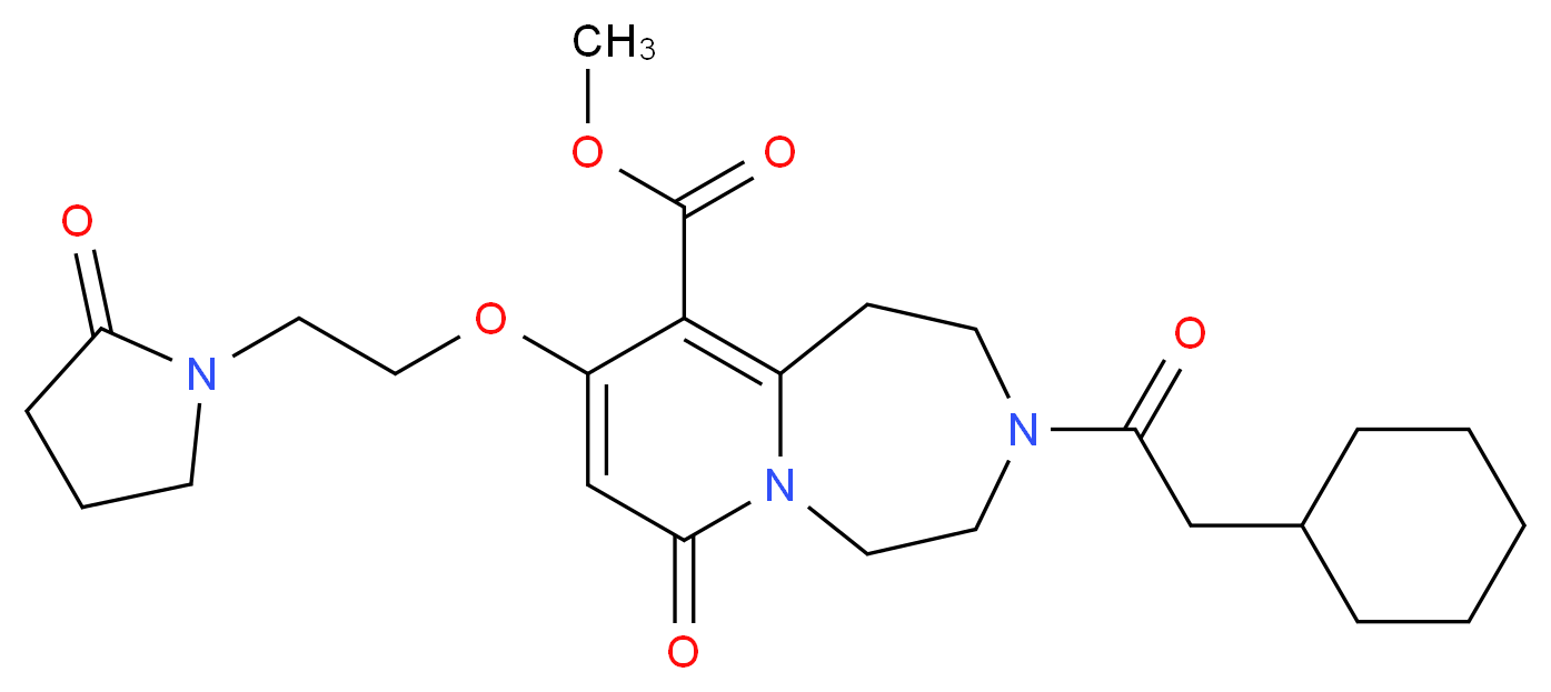 methyl 3-(cyclohexylacetyl)-7-oxo-9-[2-(2-oxo-1-pyrrolidinyl)ethoxy]-1,2,3,4,5,7-hexahydropyrido[1,2-d][1,4]diazepine-10-carboxylate_Molecular_structure_CAS_)