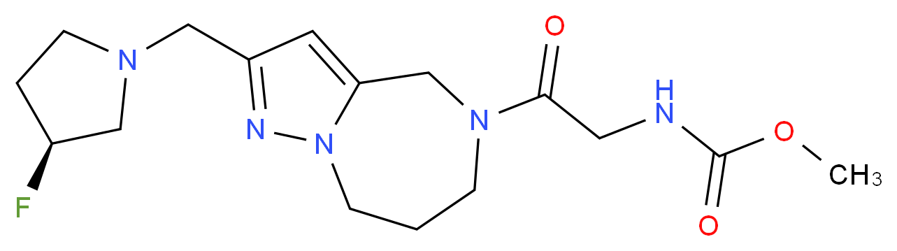 methyl {2-[2-{[(3S)-3-fluoro-1-pyrrolidinyl]methyl}-7,8-dihydro-4H-pyrazolo[1,5-a][1,4]diazepin-5(6H)-yl]-2-oxoethyl}carbamate (non-preferred name)_Molecular_structure_CAS_)
