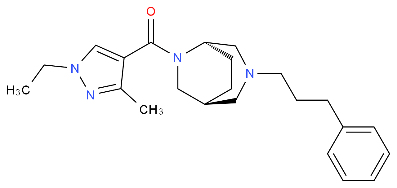 (1S*,5R*)-6-[(1-ethyl-3-methyl-1H-pyrazol-4-yl)carbonyl]-3-(3-phenylpropyl)-3,6-diazabicyclo[3.2.2]nonane_Molecular_structure_CAS_)