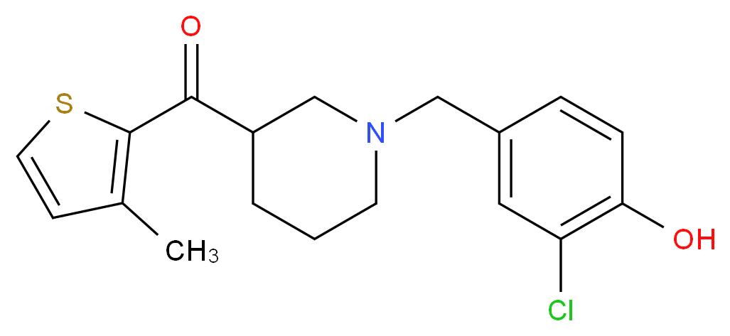 [1-(3-chloro-4-hydroxybenzyl)-3-piperidinyl](3-methyl-2-thienyl)methanone_Molecular_structure_CAS_)