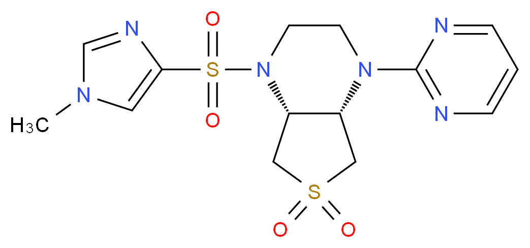 (4aS*,7aR*)-1-[(1-methyl-1H-imidazol-4-yl)sulfonyl]-4-pyrimidin-2-yloctahydrothieno[3,4-b]pyrazine 6,6-dioxide_Molecular_structure_CAS_)