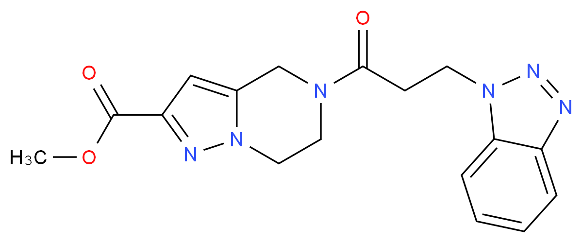 methyl 5-[3-(1H-1,2,3-benzotriazol-1-yl)propanoyl]-4,5,6,7-tetrahydropyrazolo[1,5-a]pyrazine-2-carboxylate_Molecular_structure_CAS_)