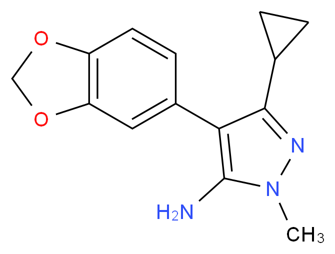 4-(1,3-benzodioxol-5-yl)-3-cyclopropyl-1-methyl-1H-pyrazol-5-amine_Molecular_structure_CAS_)
