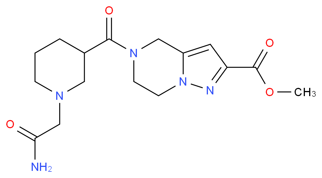 methyl 5-{[1-(2-amino-2-oxoethyl)piperidin-3-yl]carbonyl}-4,5,6,7-tetrahydropyrazolo[1,5-a]pyrazine-2-carboxylate_Molecular_structure_CAS_)