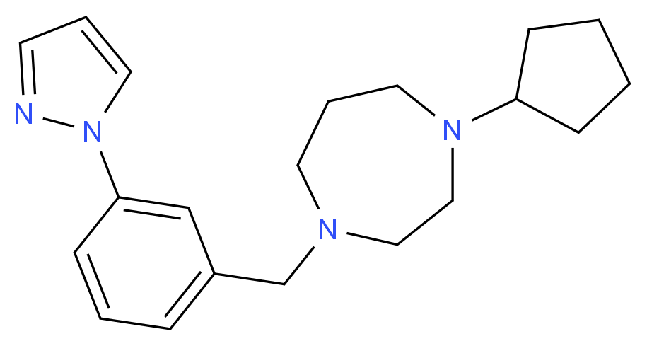 1-cyclopentyl-4-[3-(1H-pyrazol-1-yl)benzyl]-1,4-diazepane_Molecular_structure_CAS_)