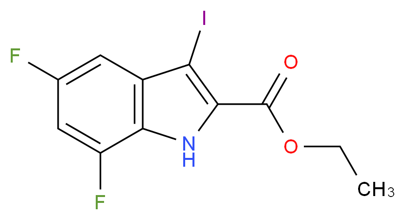 Ethyl 5,7-difluoro-3-iodo-1H-indole-2-carboxylate_Molecular_structure_CAS_1334499-90-9)