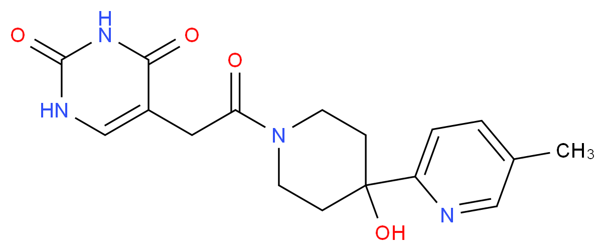 5-{2-[4-hydroxy-4-(5-methylpyridin-2-yl)piperidin-1-yl]-2-oxoethyl}pyrimidine-2,4(1H,3H)-dione_Molecular_structure_CAS_)